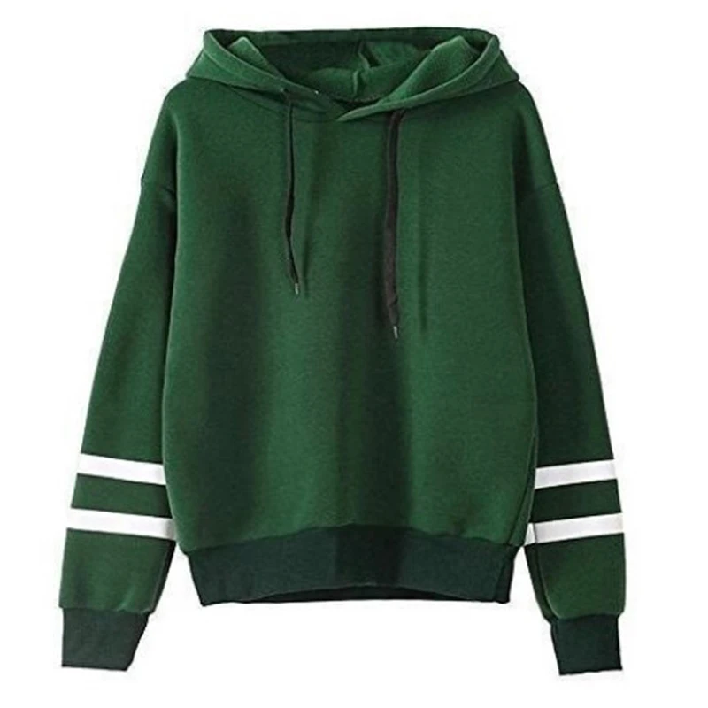 

Hooded Pullover Velvet Sportswear Ladies Clothing Jogging Striped Casual Wear Sportswear Pullover Spring and Autumn