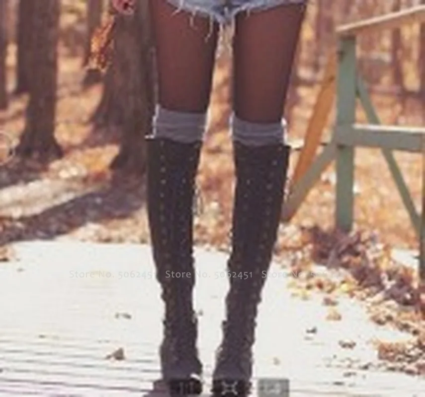 Средневековые женские высокие сапоги из искусственной кожи в стиле ретро