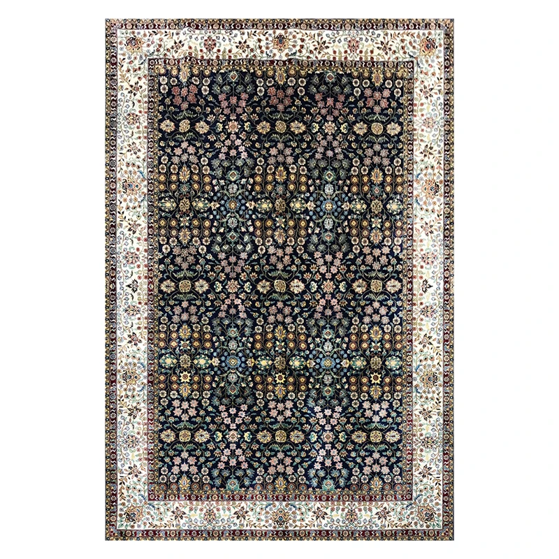 

Area Rug Hand Knotted Silk Rugs Floor Blue Carpet for Living Room Bedrooms Decor 5x8 Foot