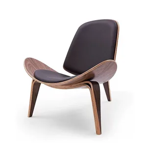 Image for Three-Legged Shell Chair Ash Plywood Fabric Uphols 