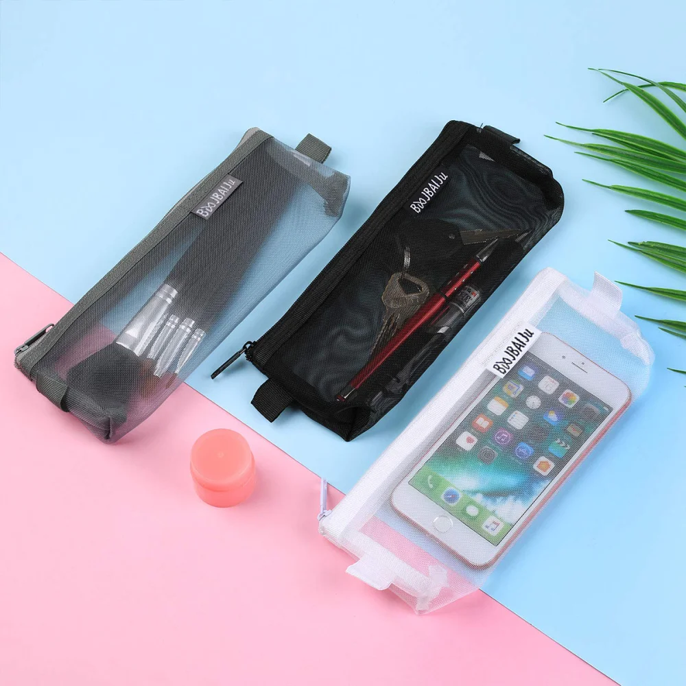 

3pcs Zipper File Bags Organizer Mesh Zipper Pencil Case Storage Travel Holder Transparent Multipurpose Paper Document Pouches St