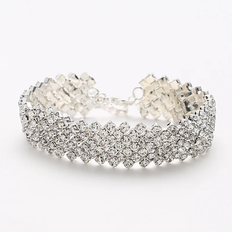 Браслет из золотой цепочки с множеством рядов когтей и камней-страз высокого класса для женщин, популярный в Европе и Америке в рамках международной торговли.