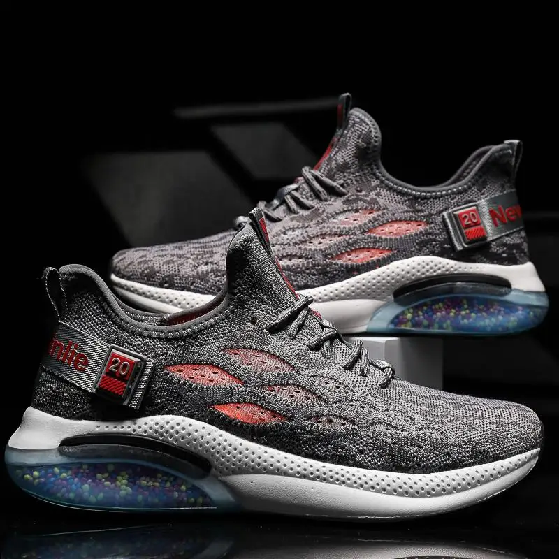

Korean Version Summer Breathable Men's Running Shoes Flying Line Particle Shock Absorption Jogging Shoes Cushioning Men Sneakers