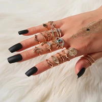 18 pcsset boho gold rings set for women heart fatima evil eye anillos cross leaf geometric heart ring finger jewelry gift 2020