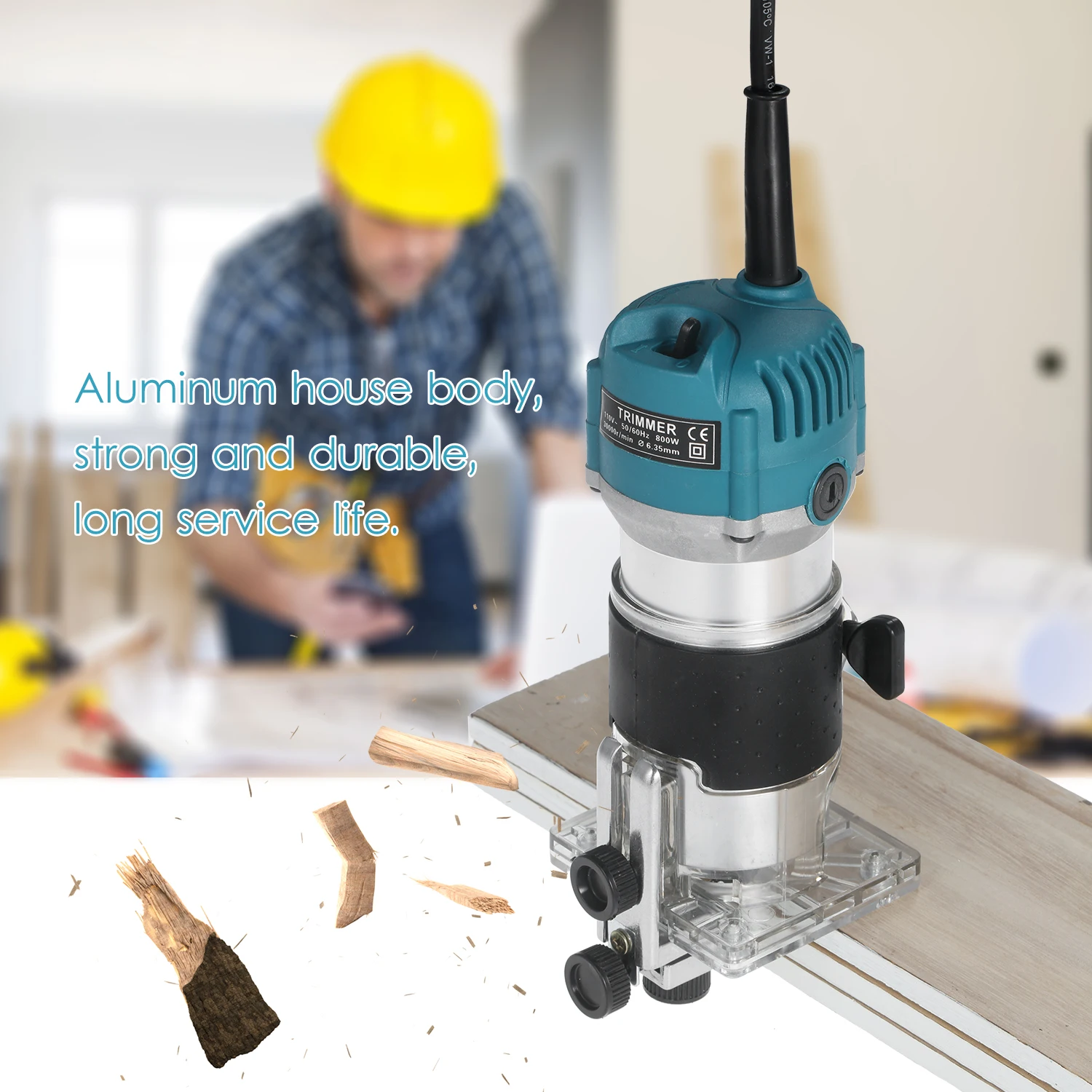 Multifunctional 220V 800W 30000R Electric Trim Router Trimmer with Base Edge Guide for Woodworking Trimming Slotting Notching |