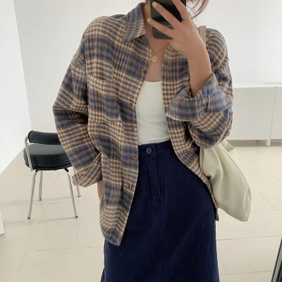 Рубашка женская бархатная утепленная модная повседневная свободная