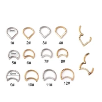 1pc surgical steel daith helix earring 16g septum clicker hoop nose ring heart moon ear tragus cartilage stud piercing jewelry