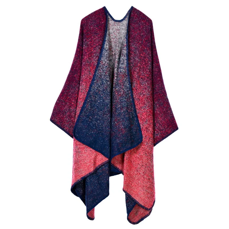 2020 New Fashion Winter Warm Plaid Ponchos And Capes For Women Oversized Shawls Wraps Cashmere Pashmina Female Bufanda Mujer images - 6