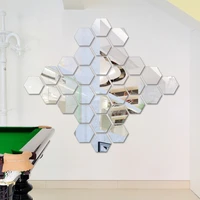 12pcs acrylic mirror wall stickers self adhesive removable hexagonal decorative mirror sheet for home livingroom decor 2021