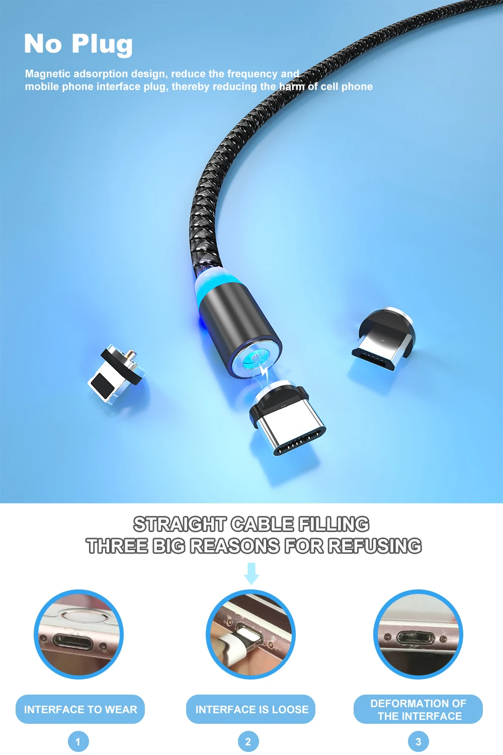 Магнитный кабель Vanniso 2 м, кабель Micro usb type-C для iPhone xs, samsung, быстрая зарядка, магнитное зарядное устройство, USB кабели, зарядный шнур B