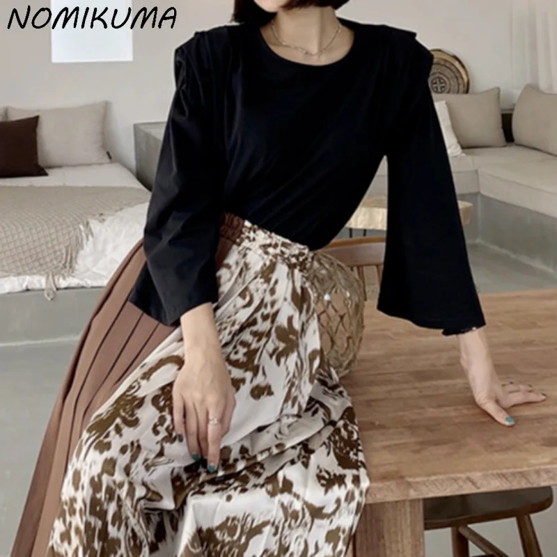 Корейские плиссированные юбки Nomikuma с высокой талией модные повседневные