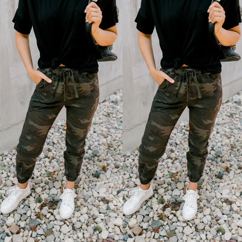 Брюки-карго женские камуфляжные Джоггеры в стиле милитари облегающие леггинсы с
