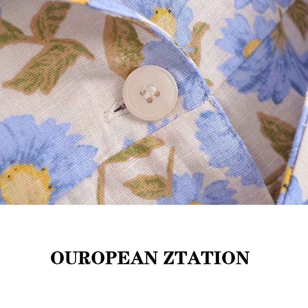 

Women Fashion With Belt Floral Print Playsuits Vintage Short Sleeve Linen Chic Female Jumpsuits Mujer 2021