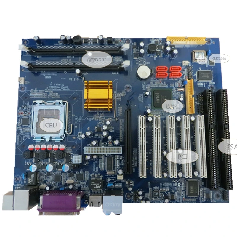 945 промышленная ddr2 Материнская плата socket 775 материнская плата с 2* ISA и 5* PCI слотами поддержка чипсета Intel