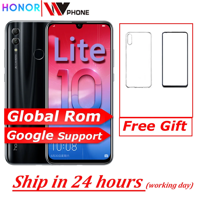 Глобальный rom Honor 10 Lite honor10 смартфон 6 21 дюймов 2340*1080 Восьмиядерный мобильный телефон 3 камеры отпечатков
