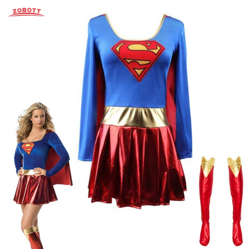 Супермен Косплей костюмы Суперженщины платье для взрослых и девочек Хэллоуин