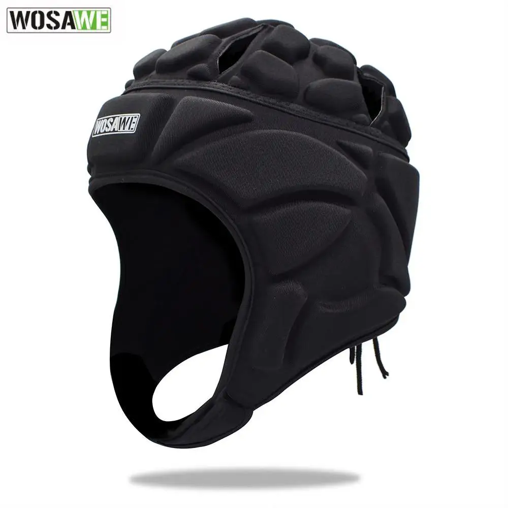 

WOSAWE Black Goalkeeper Helmet Thickened EVA Padded Adjustable Breathable Head Guard For Soccer Rugby Baseball Ice Hockey Sports