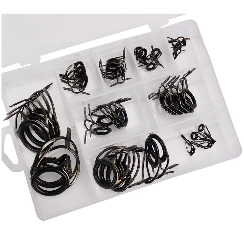 

45pcs Fishing Rod Guides Rings Fishing Rod Guide Tip Tops Repair Storage Tools
