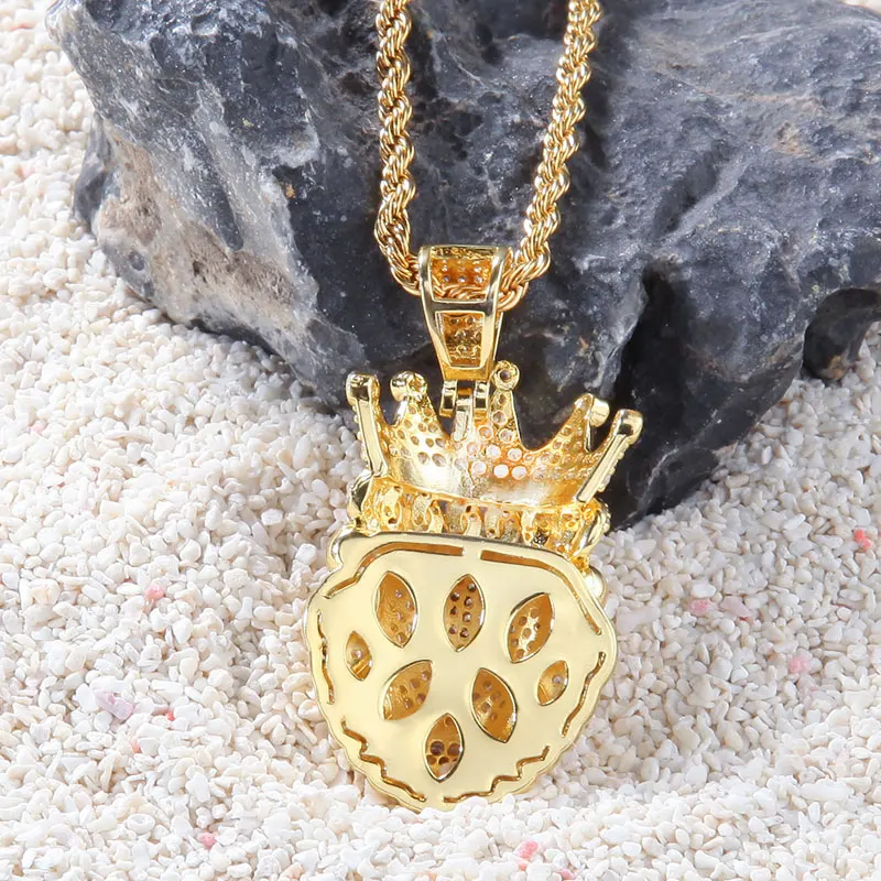 

Hip hop Mens King Crown Lion Head Pendant Necklace Gold Color Punk Animal Pendant 24" Cuban Chain Jewelry