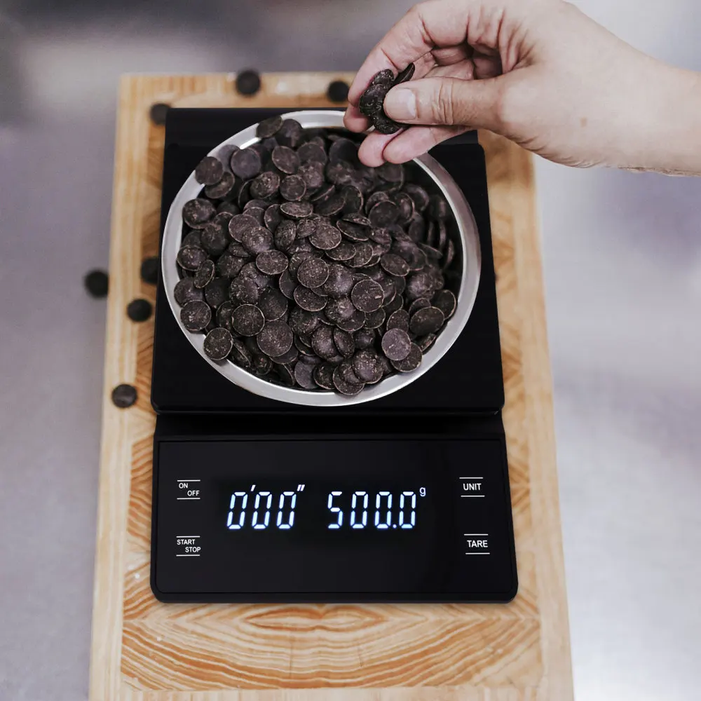 

3kg/0.1g Electronic Coffee Scale with Timer High Accuracy Digital Kitchen Scale Timer Coffee Weight Balance without Battery (Bla