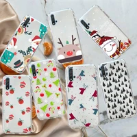 merry christmas snowman pattern phone case transparent for huawei honor p mate 40 20 30 10 50 i 9 x mate pro lite 8a
