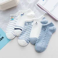 the new spring summer women fashion cotton short heel socks anchor dolphin embroidered cute breathable shallow mouth boat socks