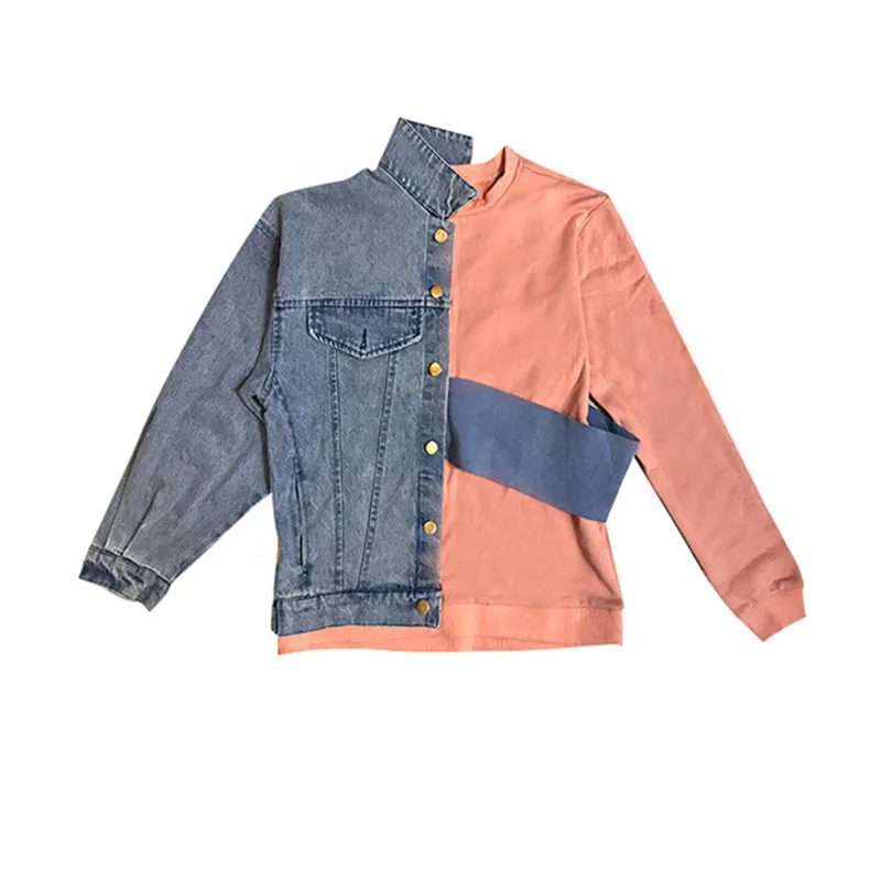 

Spring autumn oversized women clothes 2020 new streetwear loose sweatshirt cotton pullovers denim patchwork ladies hip hop tops
