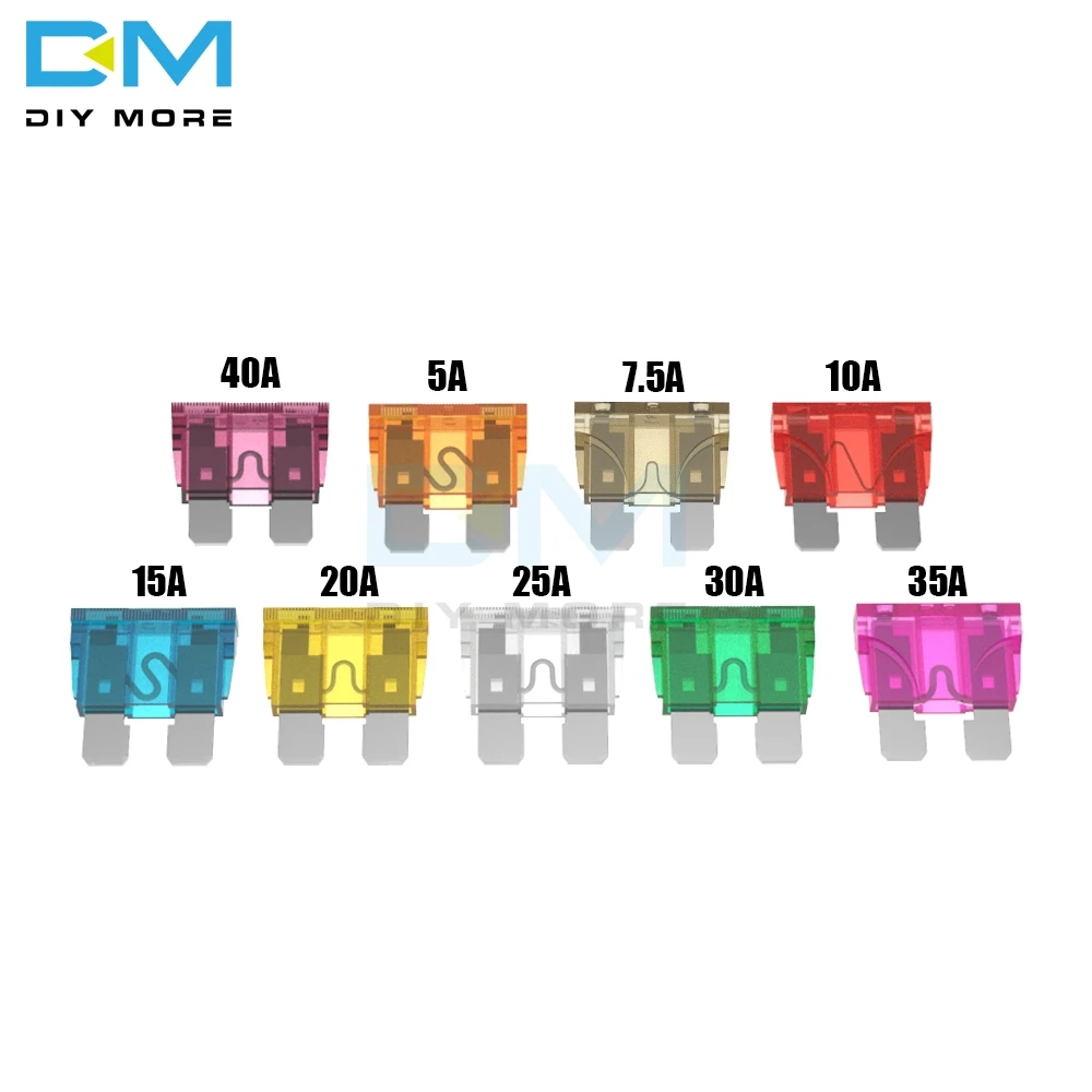 Автомобильный держатель предохранителя 0-32 В, средний, 12 В, адаптер 40 А, предохранитель с автоматическим лезвием 1,9 см, 5 А, а, 10 А, 15 А, 20 А, 25 А, 30 А, 35 А, 10 шт.