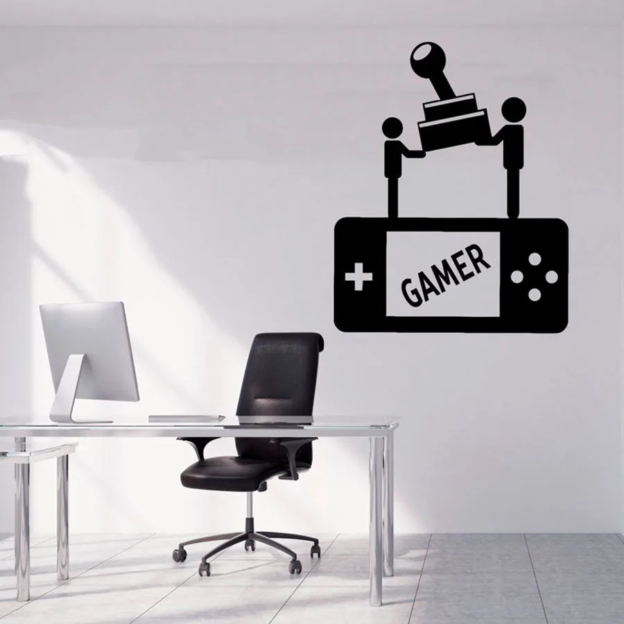 

Gamer Wall Decal Game Controller Personalized Kids Bedroom Playroom Teenager Room Home Decor Vinyl Wall Sticker Mural Art S893