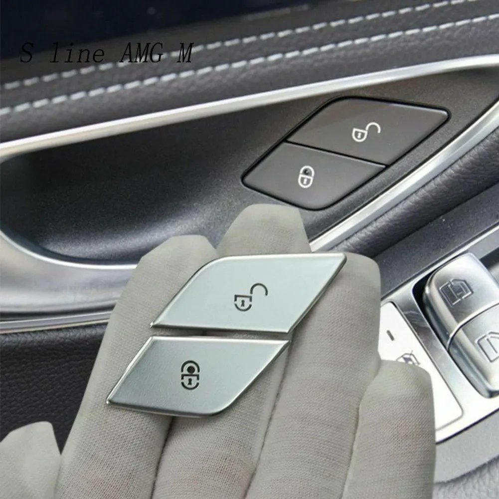 

For Mercedes Benz C E Class W205 W213 GL GLC X253 2016-2019 Car Door Lock Switch Button Sticker Sequins Decoration Cover Trim