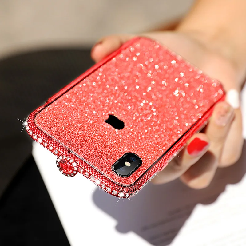 Chic Glitter Rhinestone Case for iPhone 11 Pro XS Max Xr Bling Powder Diamond Metal Aluminum Shiny 8 7 6S Plus |