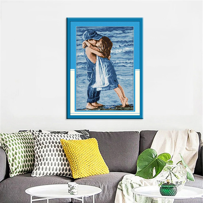 Joy Sunday Lovers On Seaside набор крестиков DMC Печать на холсте 14CT Счетный китайский домашний