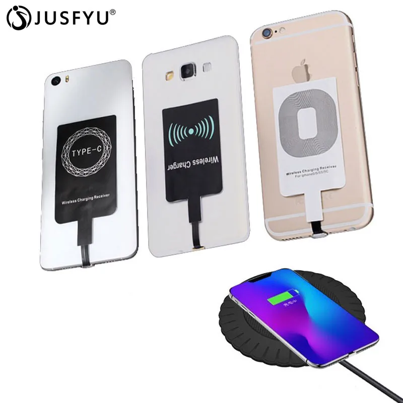 qi wireless charger receiver support micro usb type c fast wireless charging adapter for iphone android wireless charge pad dock free global shipping