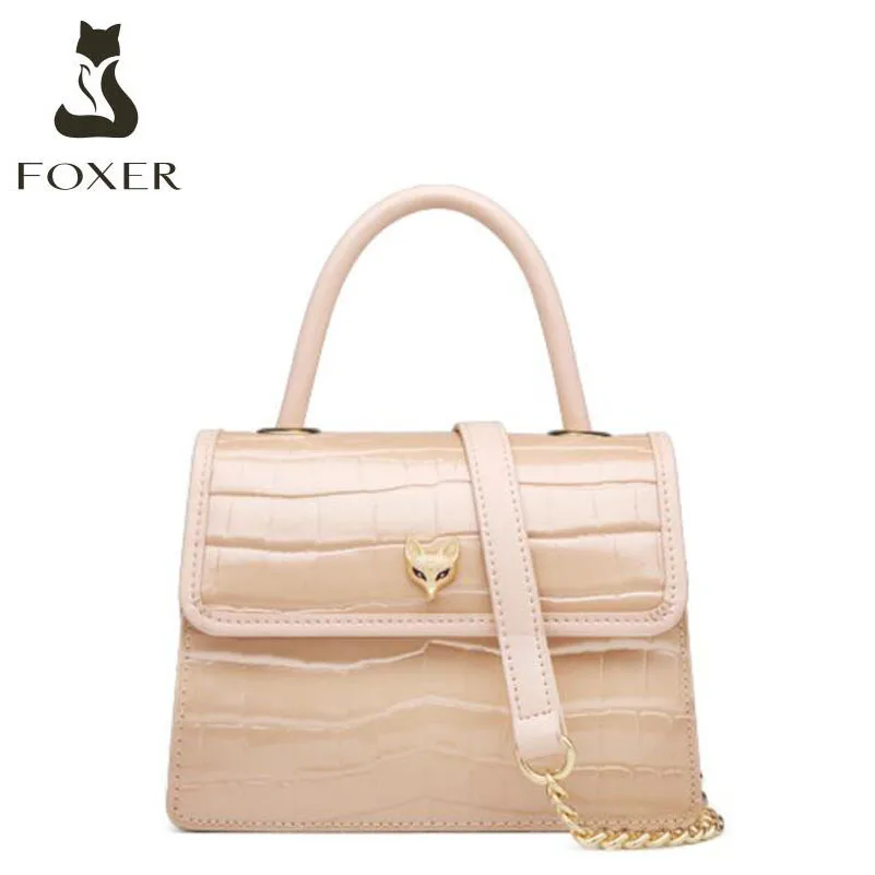 Дизайнерские сумки FOXER 2020 женские от известного бренда модные с крокодиловым