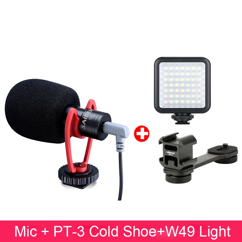 Mic W49 LED PT3 Микрофон с шарнирными аксессуарами светодиодный видео светильник Холодный башмак Youtube Vlogging видео установка для DJI osmo mobile Moza смартфонов - Цвет: Mic W49 LED PT3