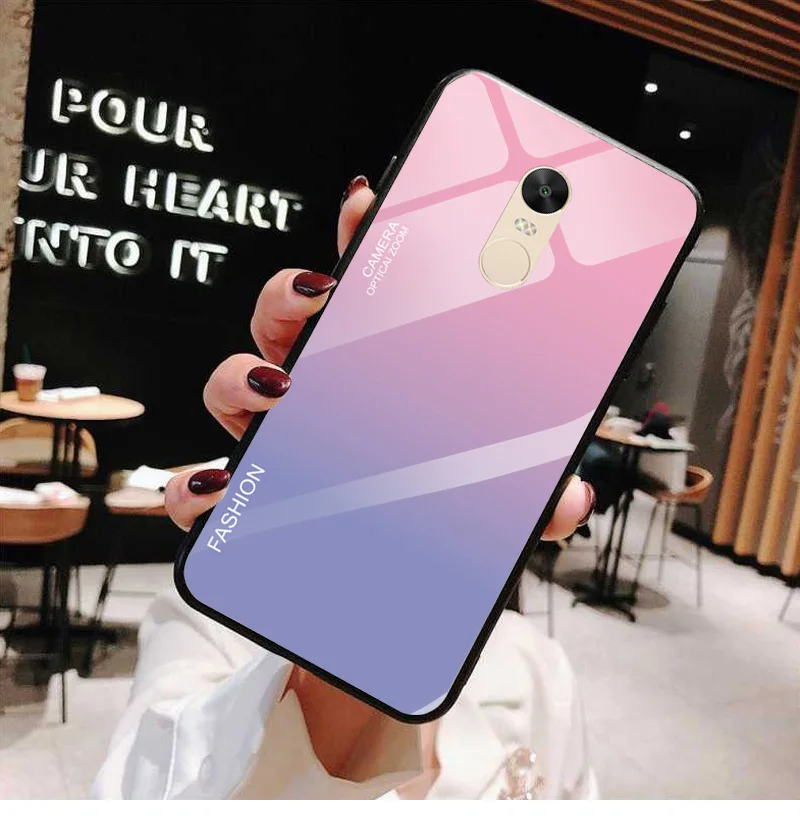 Градиентный телефонный чехол для Redmi Note 4x закаленное Стекло чехол для Xiaomi Redmi Note 4 глобальная версия защищают заднюю крышку Чехлы-бамперы