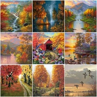painting by numbers art fall seasons 40x50cm with frame diy kits on canvas acrylic paint for adults coloring by numbers decor