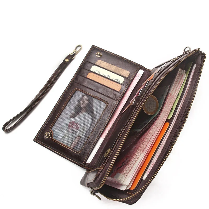 Новый Кошелек Male'S кожаный верхний слой Воловья кожа многофункциональный