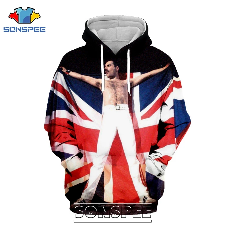 SONSPEE 3D с принтом Фредди Меркьюри Толстовка Для мужчин женщин Повседневное пальто