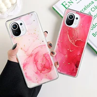 luxury glitter gold foil marble stone texture phone case for xiaomi 11 lite pro 11i bring fashion irregular shockproof tpu cover