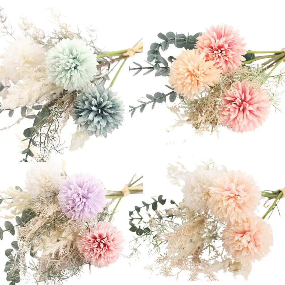 

Artificial Flowers Dandelion Big Bouquet Autum Silk Flower Room Plastic Decoration Decor Fake Living For Home Wedding W6I2