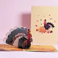 1 Set Paper Carving Greeting 3D Pop Up Thanksgiving Day Turkey Card 3D Fall Give Thanks Greeting Cards Birthday Gift Christmas