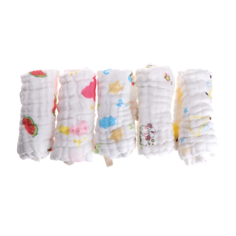 

5pcs Baby Handkerchief Square Towel Muslin Cotton Infant Face Towel Wipe Cloth-m15