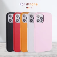 luxury genuine leather solid color phone case cover for iphone 13 12 pro mini max x xr xs 6 7 8plus shockproof classical caque