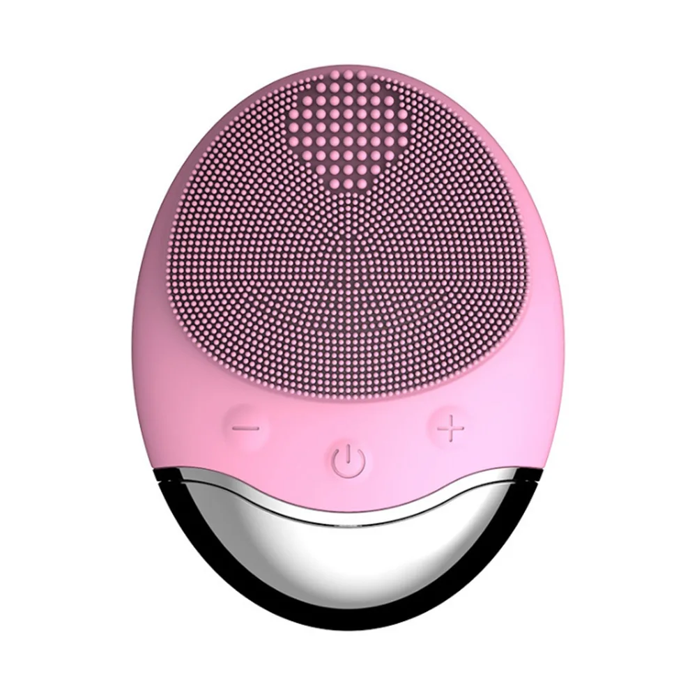 pink Вибрационный массаж Электрический силиконовый Очищающая щетка для лица Беспроводная Индукционная умная ультразвуковая поверхность щетка для лица - Цвет: pink