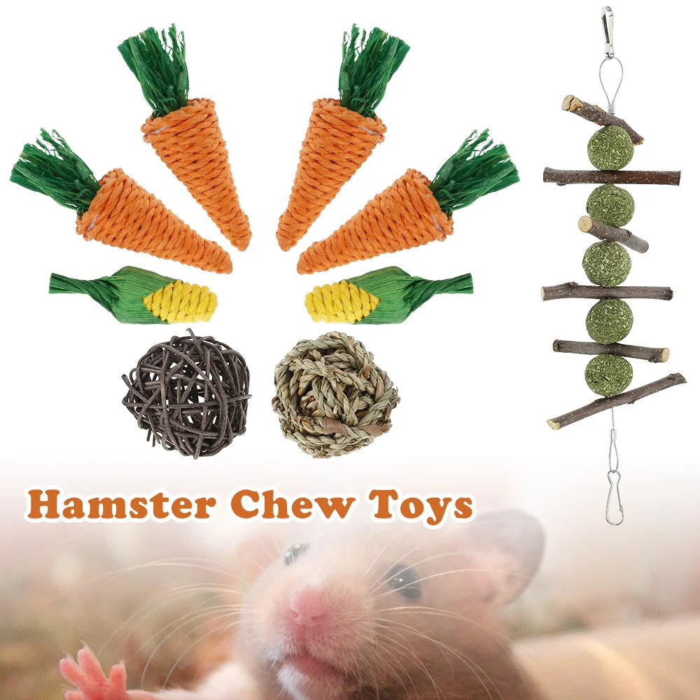 

Rabbit lapin guinea pig bite grind teeth toys small pets hamster chinchilla pet grass ball molar branch chew game teething toy