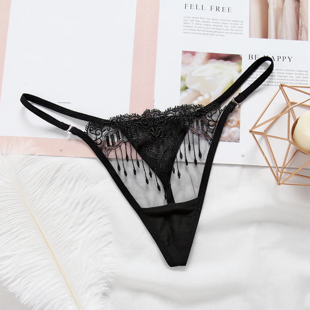 Женские стринги сексуальное Сетчатое нижнее белье с вышивкой женские трусики