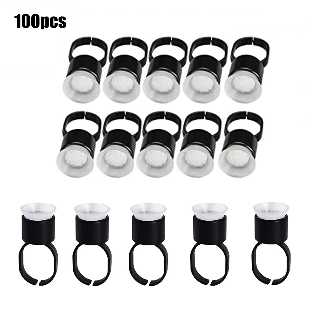 

100pcs Tattoo Ink Ring Cups Glue Cap with Sponge Microblading Pigment Cup Tattoo Tool Holder Permanent Makeup Tattoo Accessories
