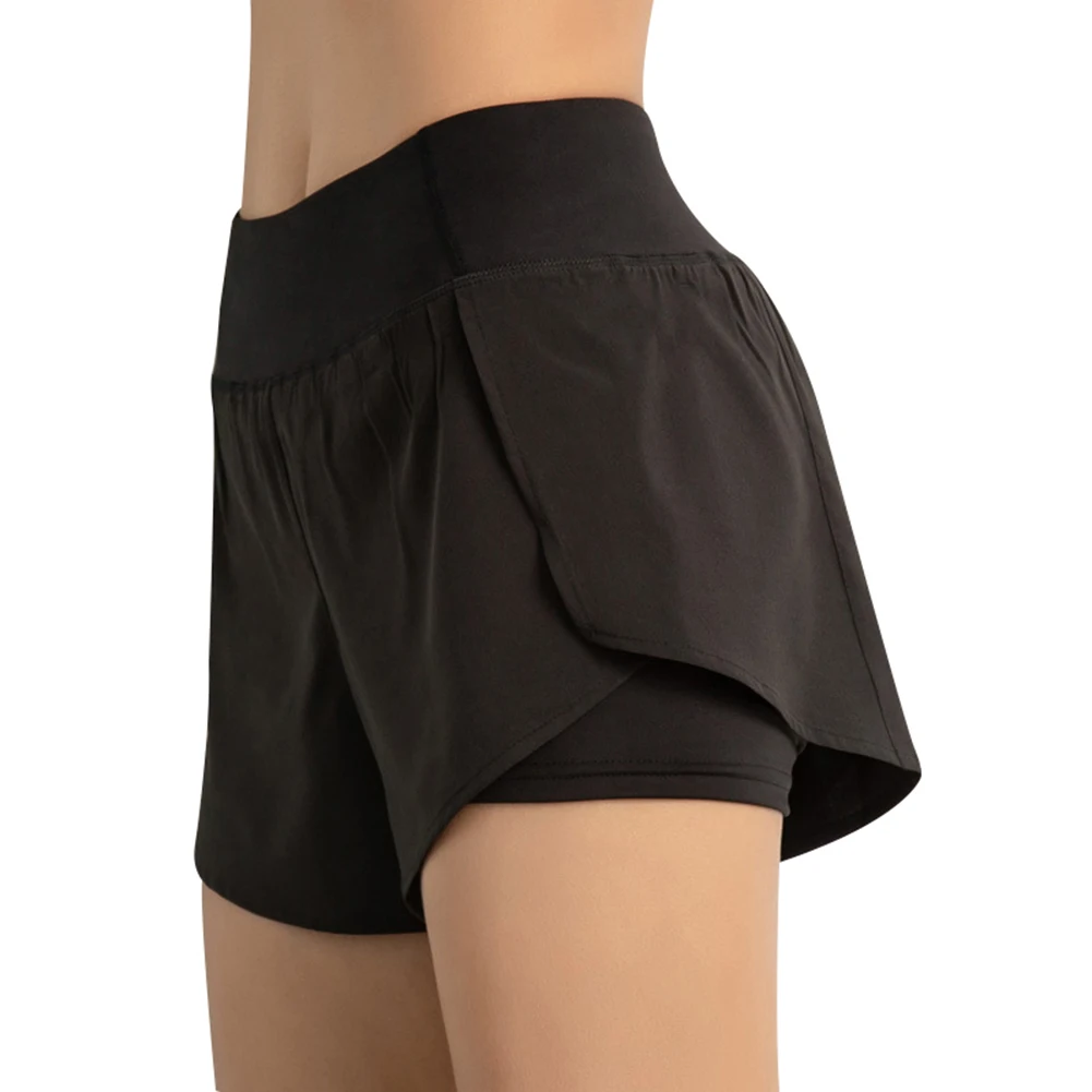 

Women Sport Running Shorts Quick Dry High Elasticity Double Layer Yoga Shorts with Phone Pocket for Fitness Training can