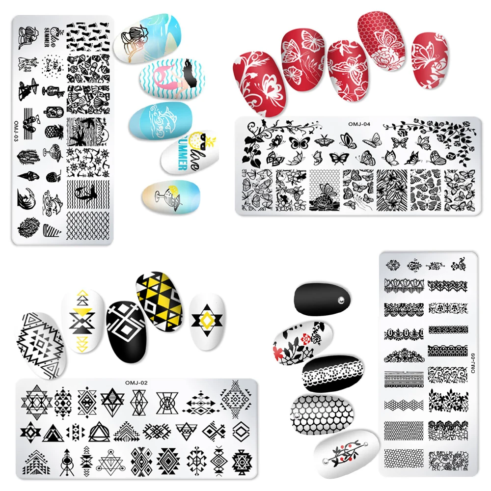 1Pc12*6cm Rectangle Nail Art Stamping Plates Template Design PlateCute Animal Birdie Manicure Nail Stamp Templates Plates Image